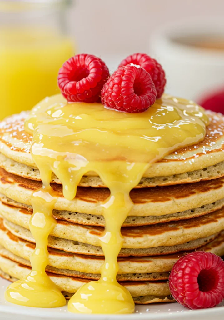 Fluffy Pancakes with lemon curd