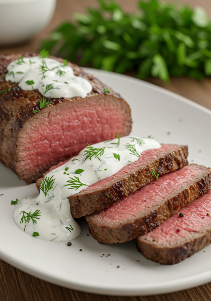 Beef Tenderloin with Yogurt Sauce