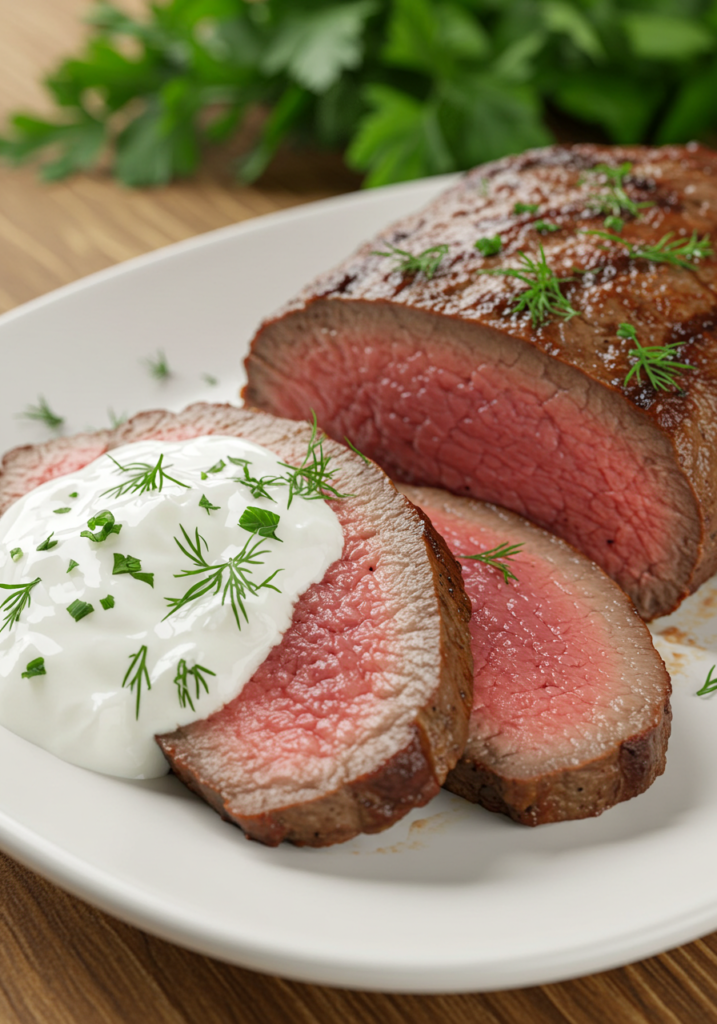 Beef Tenderloin with Yogurt Sauce