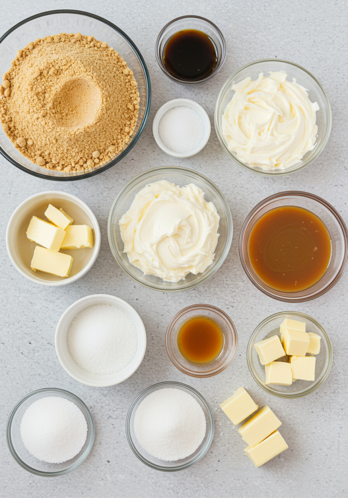 Salted Caramel Cheesecake Ingredients - TastyTaleCraft.com