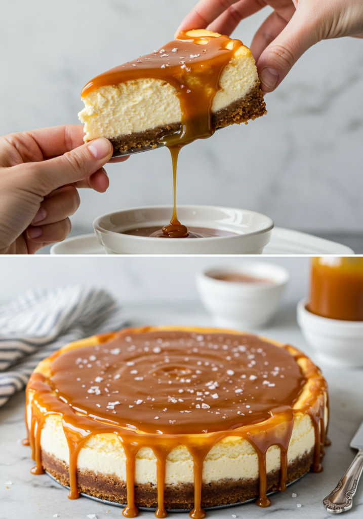 Slice of Salted Caramel Cheesecake