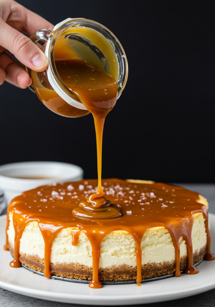 Slice of Salted Caramel Cheesecake