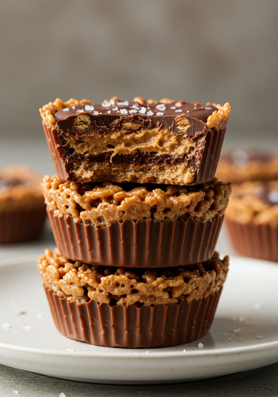 Chocolate Peanut Butter Rice Krispie Cup with Hot Chocolate - TastyTaleCraft.com