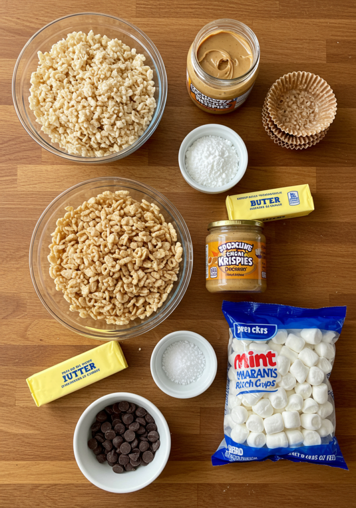 Chocolate Peanut Butter Rice Krispie Cups Ingredients - TastyTaleCraft.com
