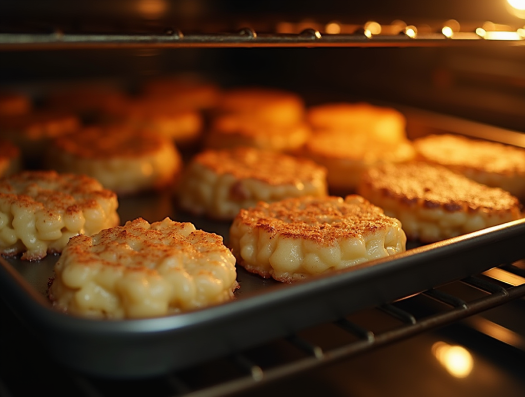 Baked apple fritters cooking to golden perfection in the oven.