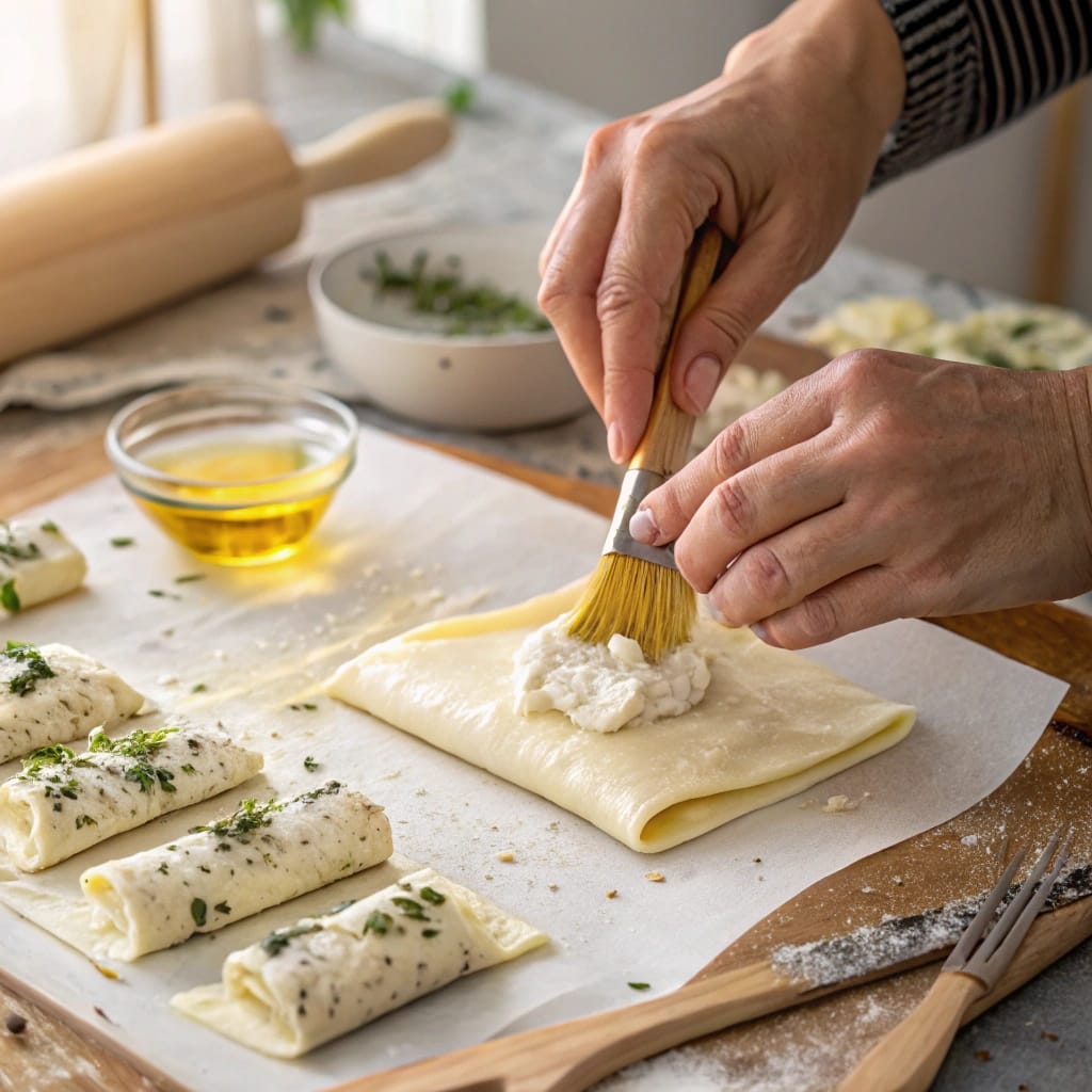 Rolling Feta in Phyllo Dough