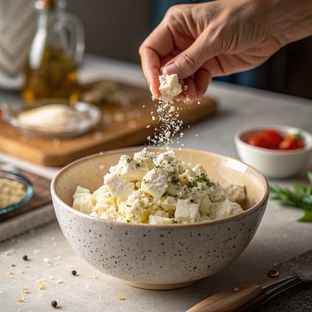 Preparing Feta Filling