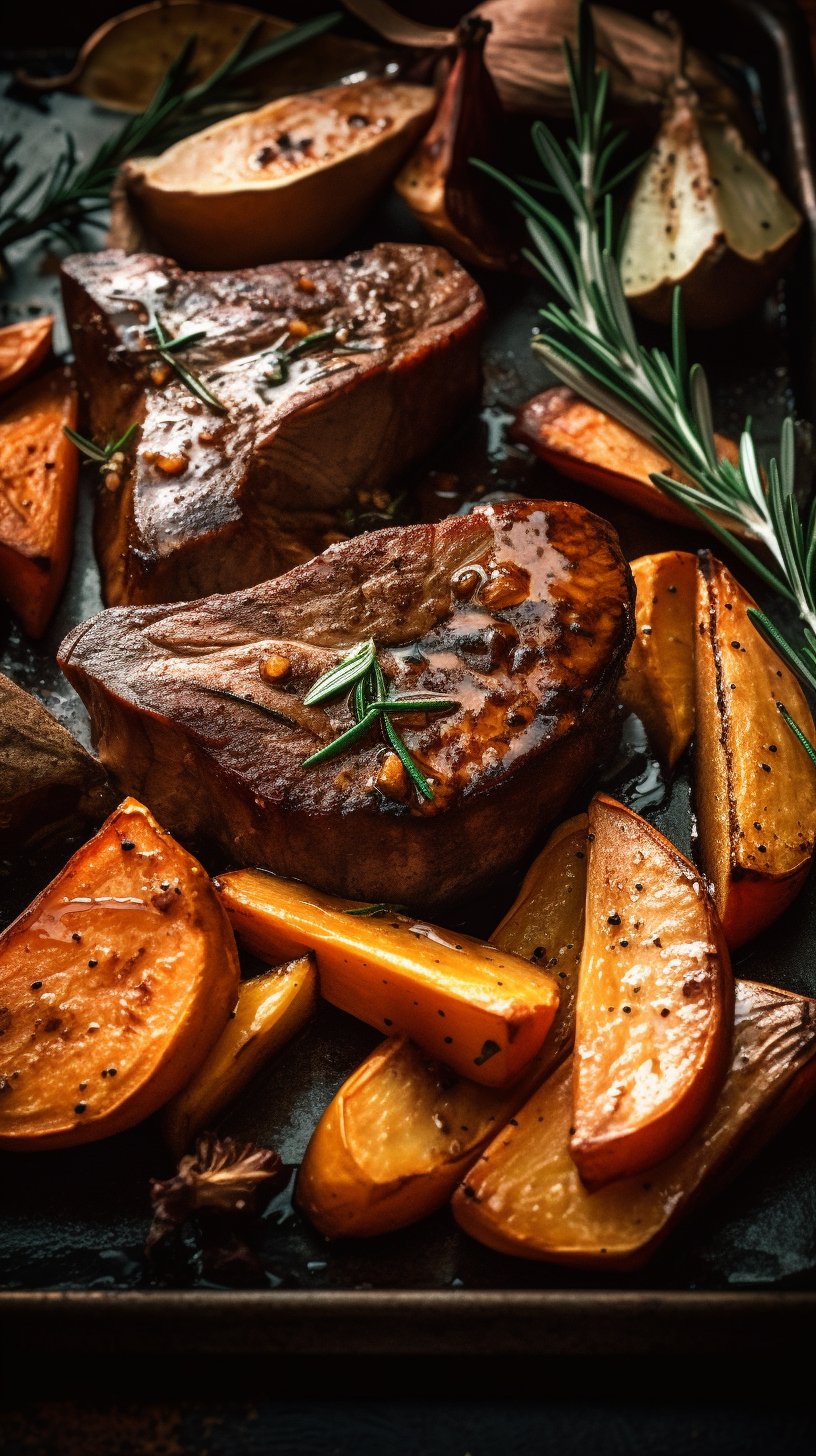 Sheet Pan Beef Chops: Sweet Potatoes & Apples