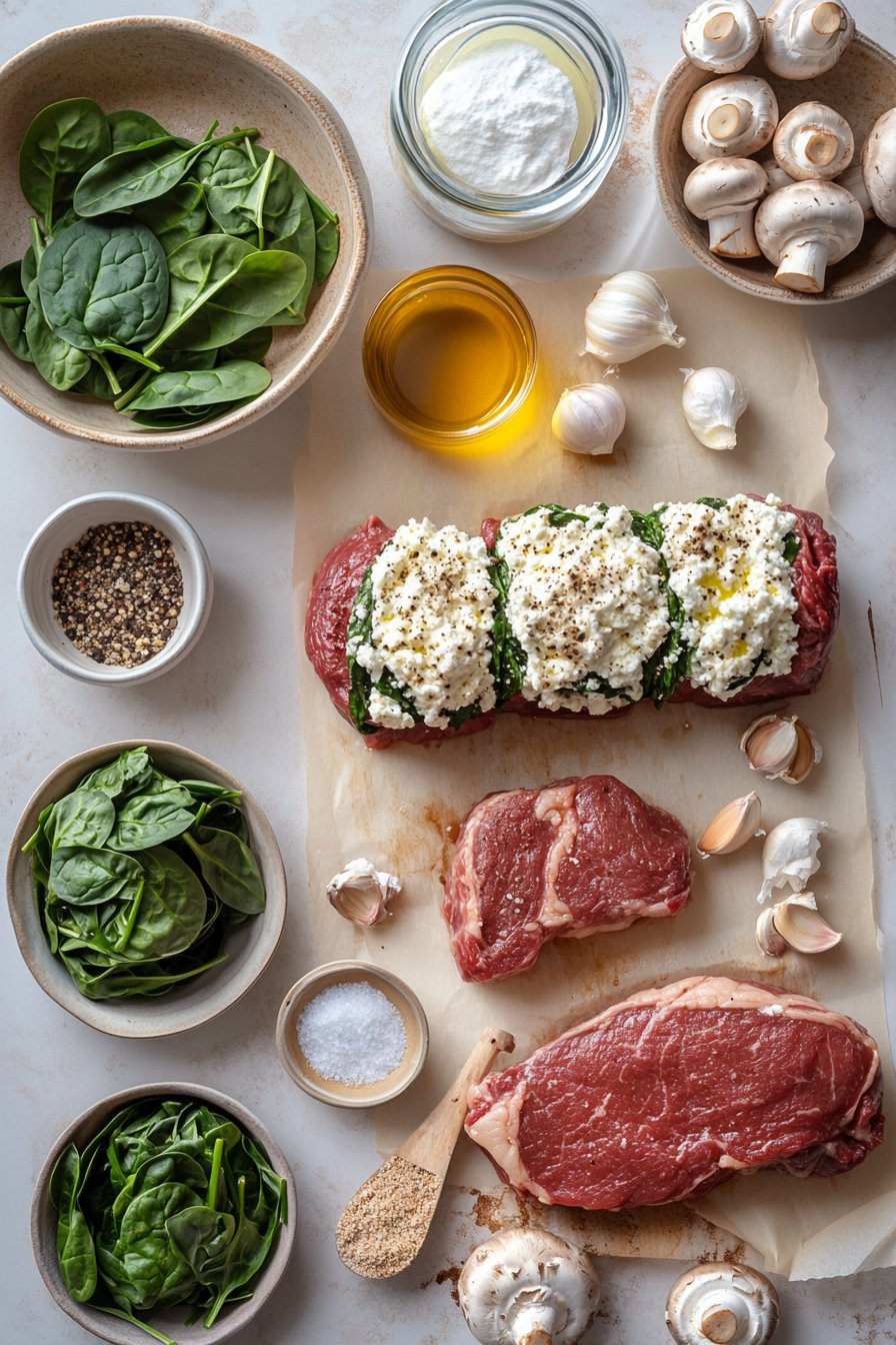 Spinach & Mushroom Stuffed Flank Steak Recipe