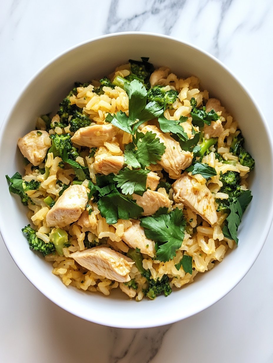 One Pot Cheesy Chicken Broccoli and Rice Recipe