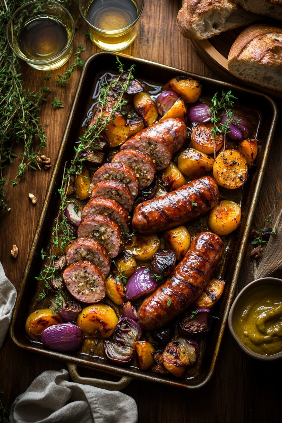Sheet Pan Maple Dijon Sausage and Fall Veggies Recipe