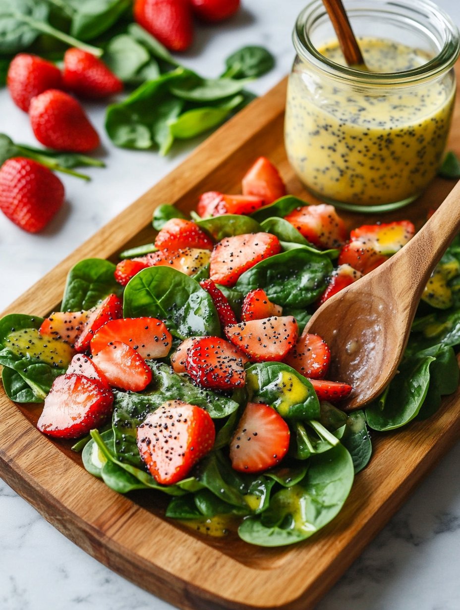Strawberry Spinach Salad with Healthy Poppyseed Dressing