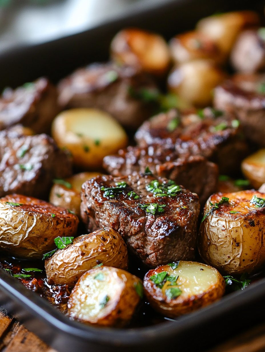 Garlic Butter Steak Bites and Potatoes Recipe : A One-Pan Delight