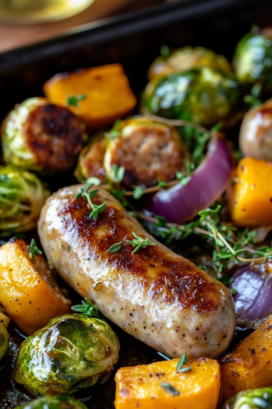 Sheet Pan Maple Dijon Sausage and Fall Veggies Recipe