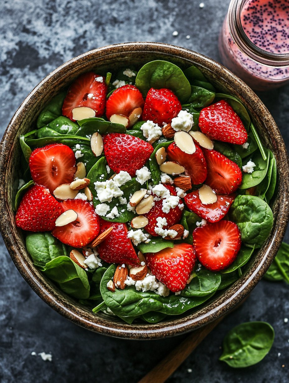Strawberry Spinach Salad with Healthy Poppyseed Dressing