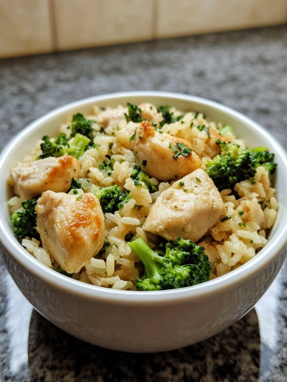 One Pot Cheesy Chicken Broccoli and Rice Recipe